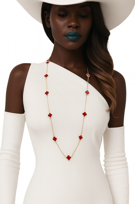 Dainty Gold Clover Station Necklace