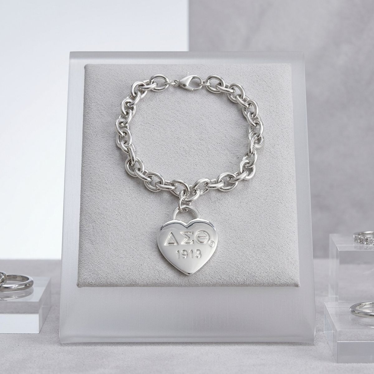 DST Silver 1913 Legacy Heart Lock Chain Bracelet