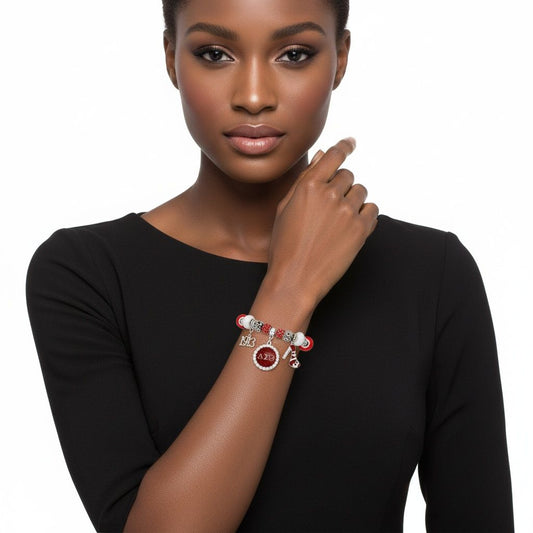 DST Snake Chain Triple Charm Luxe Bead Bracelet