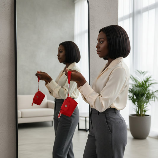 DST Sorority Red Nylon Wristlet Strap Mini Pouch