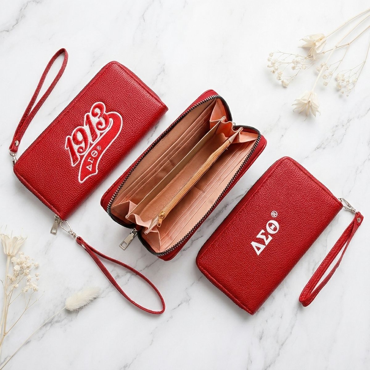 DST Sorority Long Red 1913 Patch Zipper Wallet