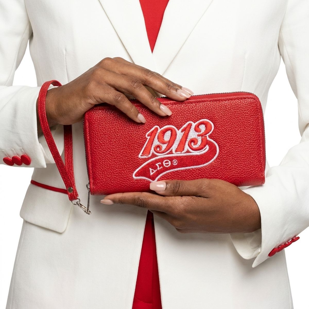 DST Sorority Long Red 1913 Patch Zipper Wallet