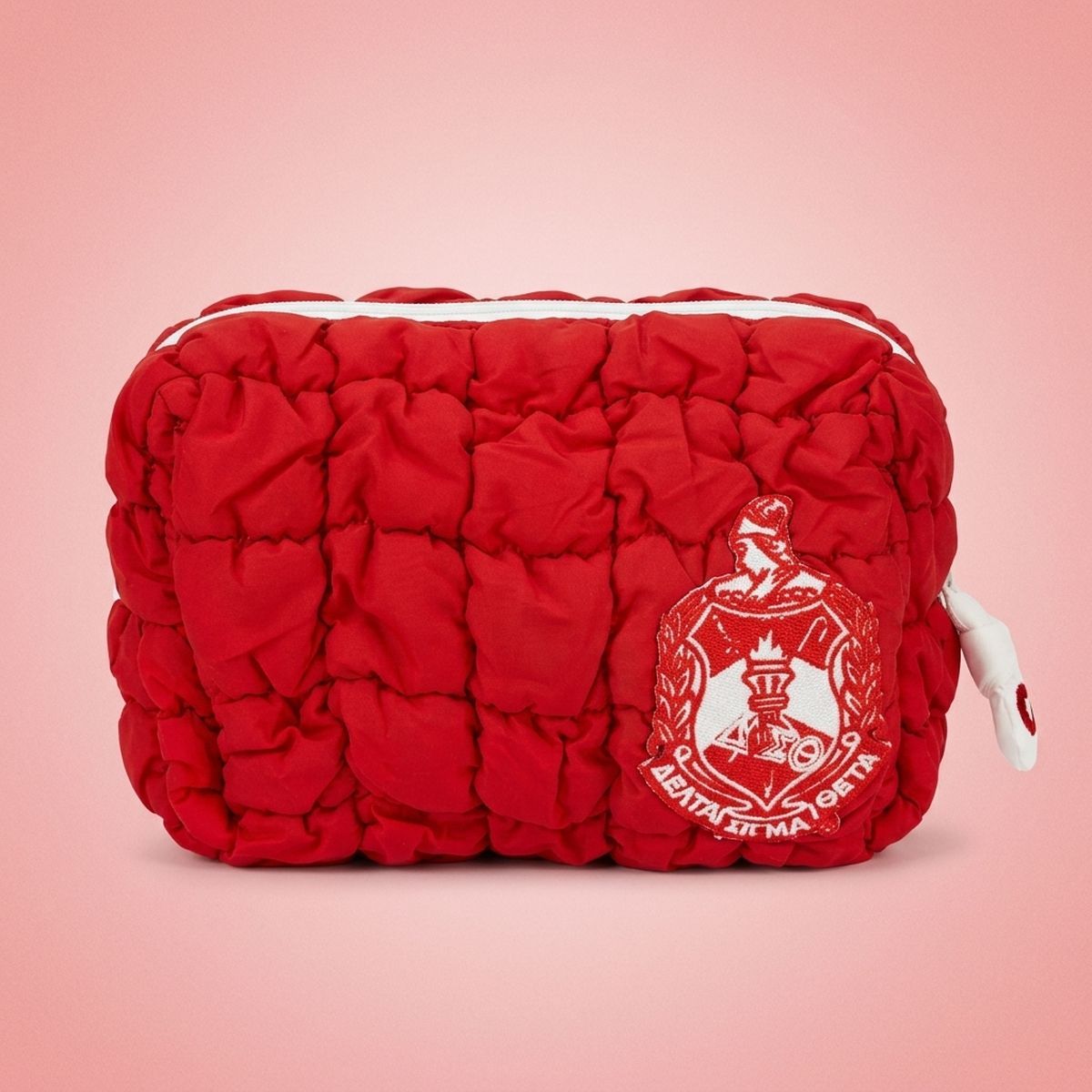 DST Crimson Red Crest Mini Quilted Puffy Pouch