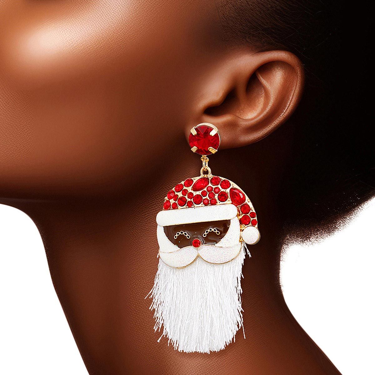 Large Black Santa Earrings