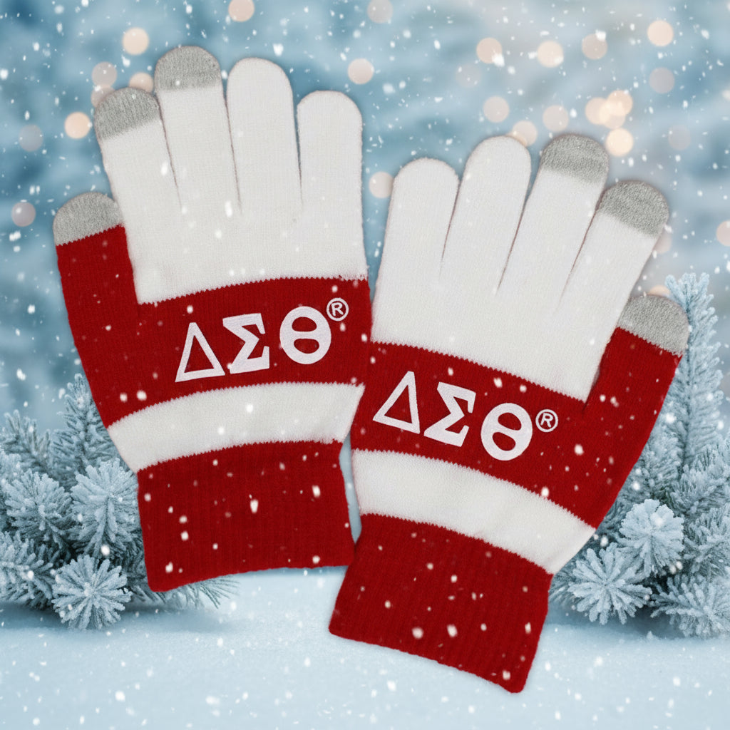 DST Red White Knit Winter Gloves