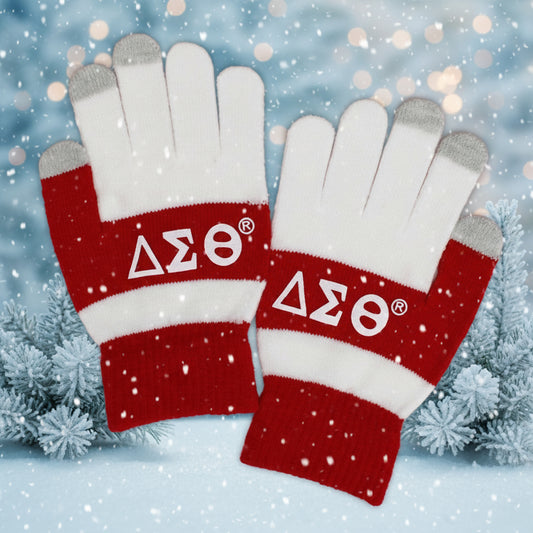 DST Red White Knit Winter Gloves