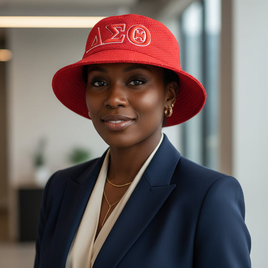 DST Sorority Red Mesh Embroidered Bucket Hat
