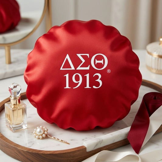 DST Red Silky Satin & Contrast Band Sleep Bonnet