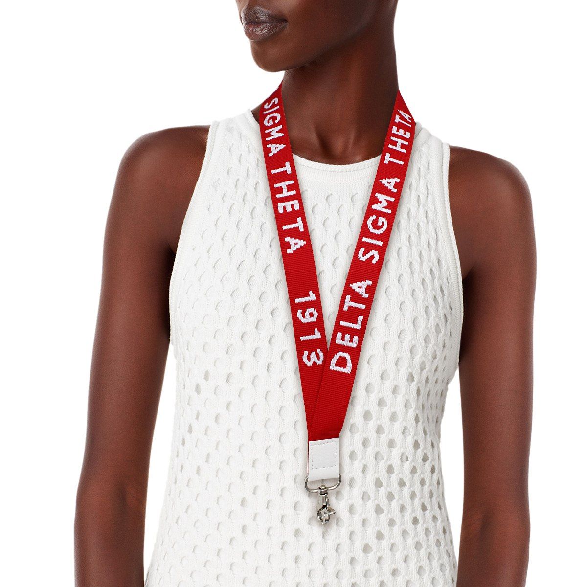 DST Red Canvas Lanyard ID Badge Clip Women