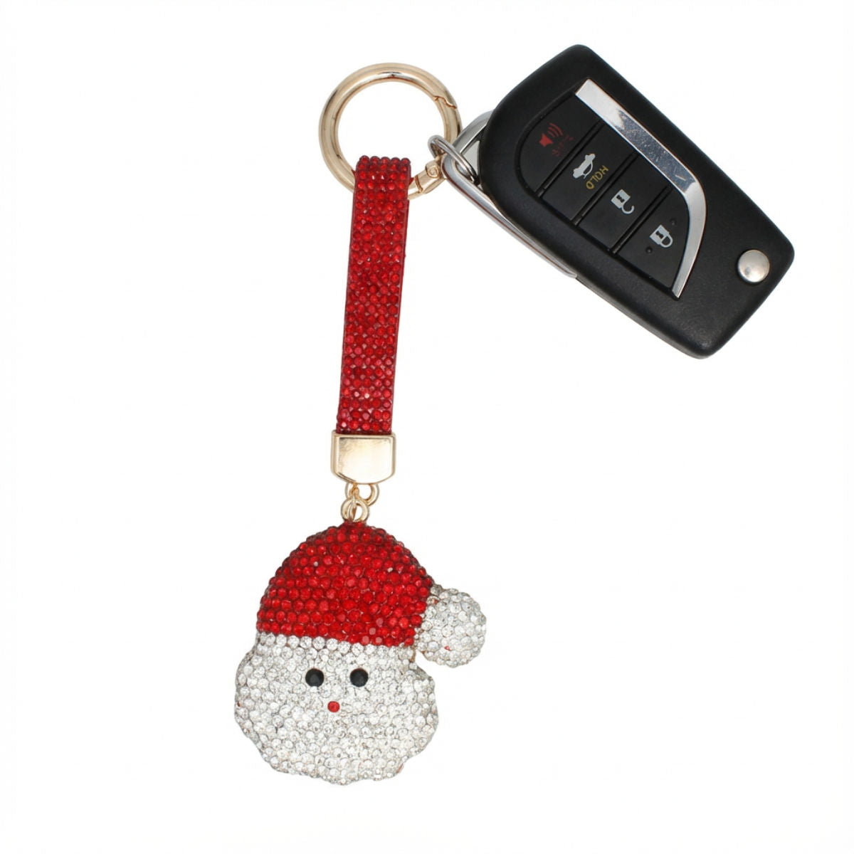 Keychain Red Glittery Santa Xmas Purse Charm Clip
