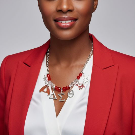 DST Charm Statement Necklace – 1913 Red & Silver Cable Chain