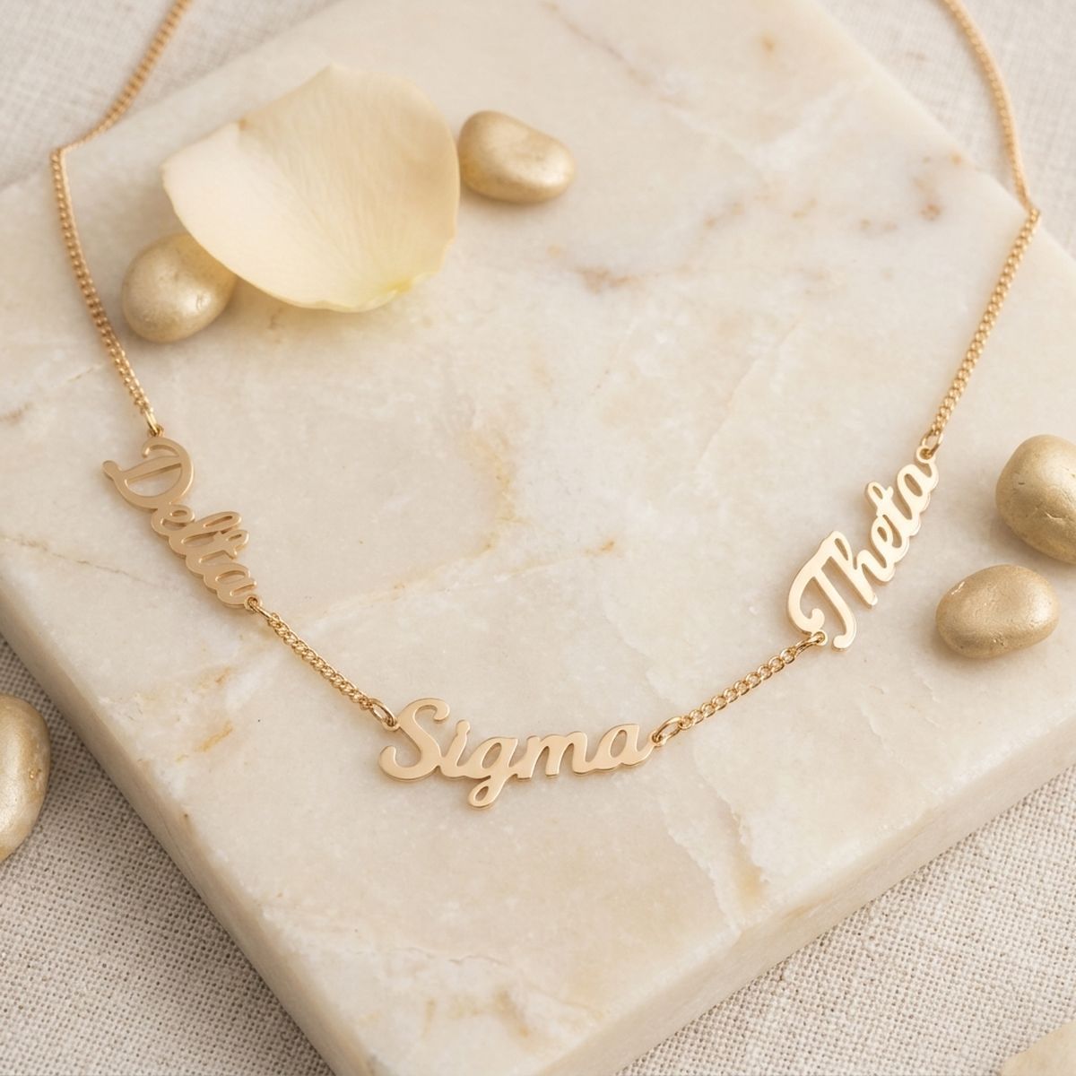 Delta Sigma Theta Gold Script Chain Necklace