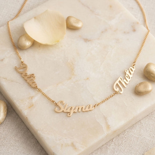 Delta Sigma Theta Gold Script Chain Necklace