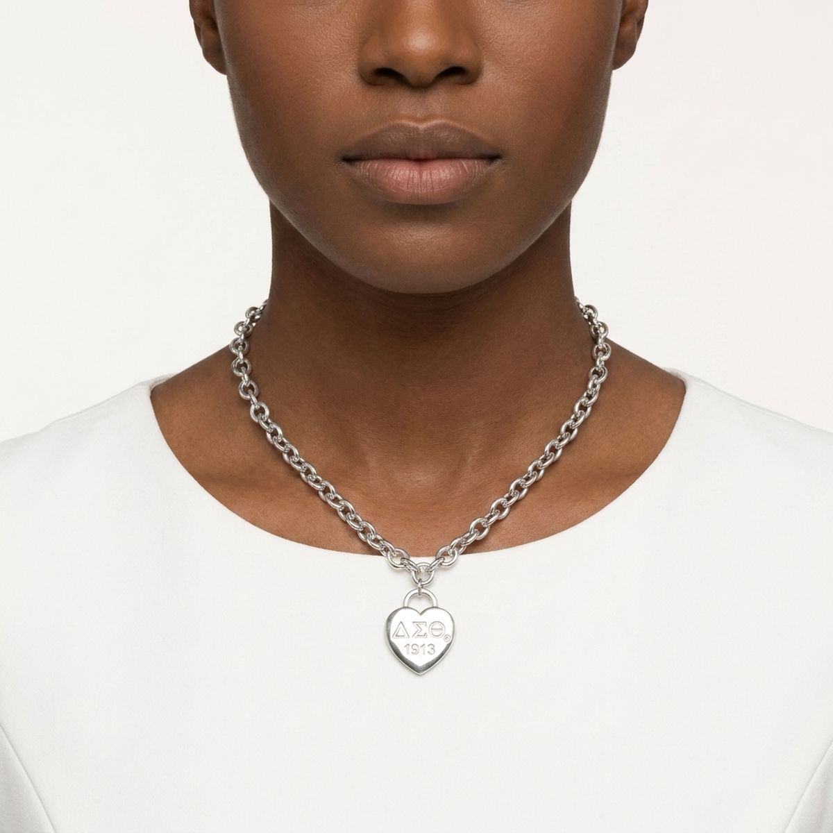 DST Silver 1913 Legacy Heart Lock Chain Necklace