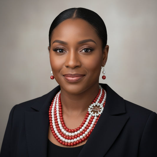 DST Necklace Red White Pearl Soror Set