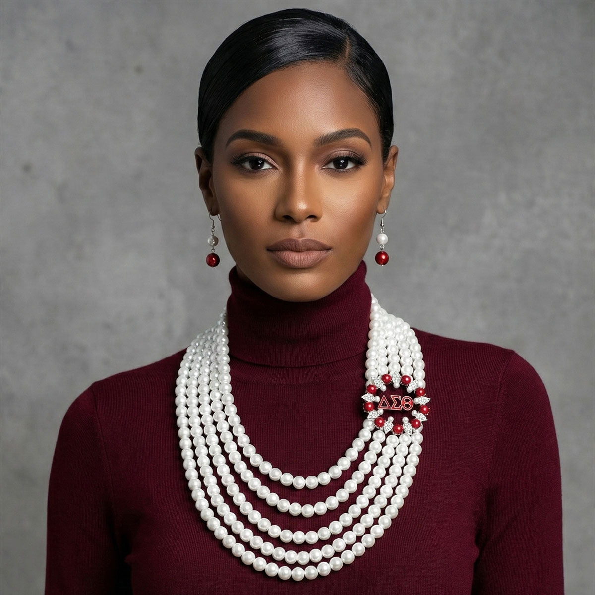 DST Necklace White Pearl Soror Delta Set for Women