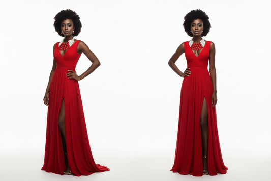 DST Chunky Red White Pearl Bib Necklace Set