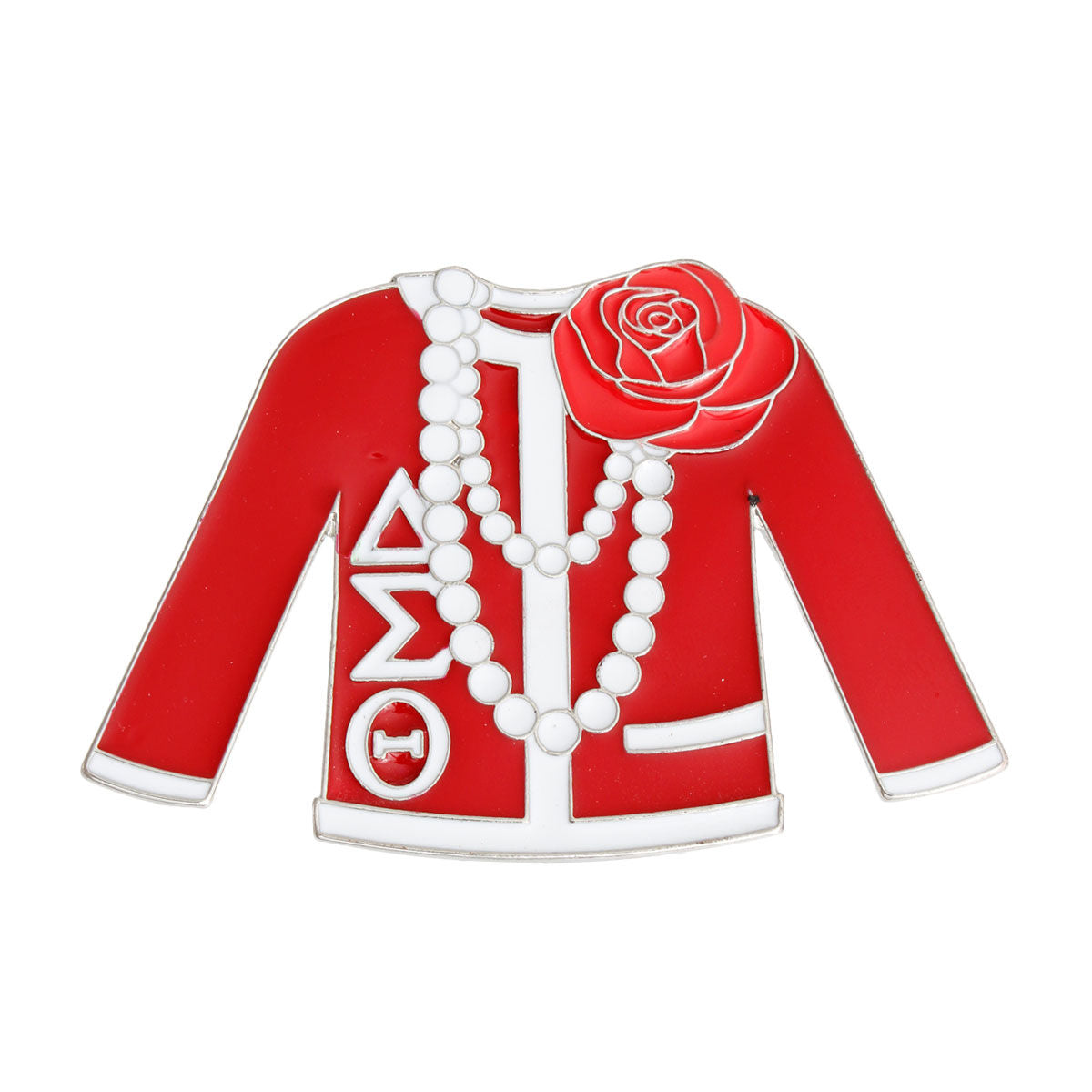DST Red White Sweater Sorority Brooch Pin