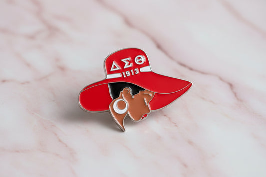 DST Red White Greek Letter Hat Pin