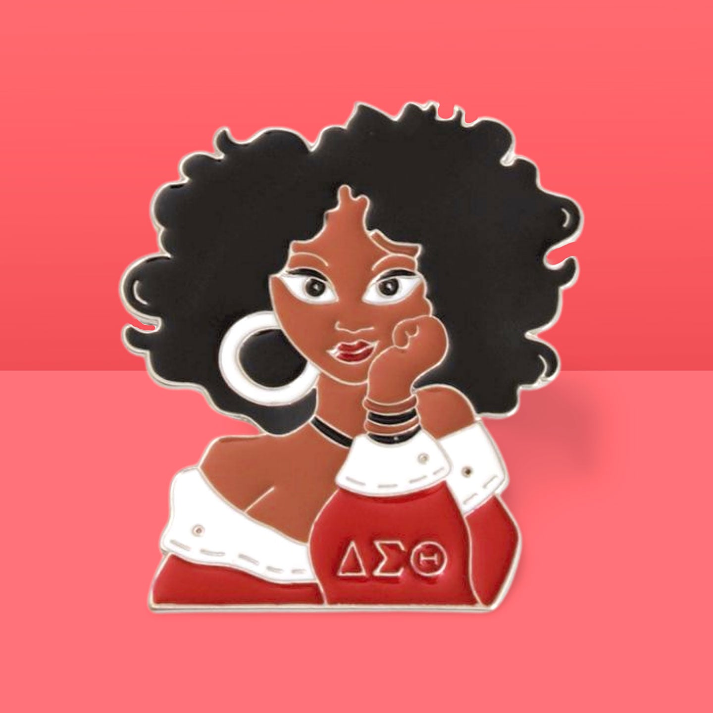 DST Red White Sorority Sisterhood Pin