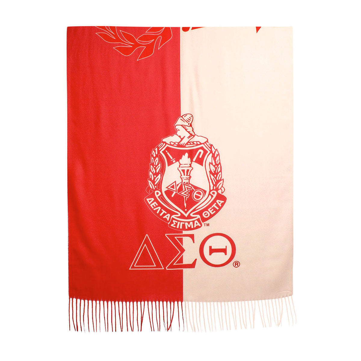 DST Sorority Red Cream Block Fashion Shawl Scarf