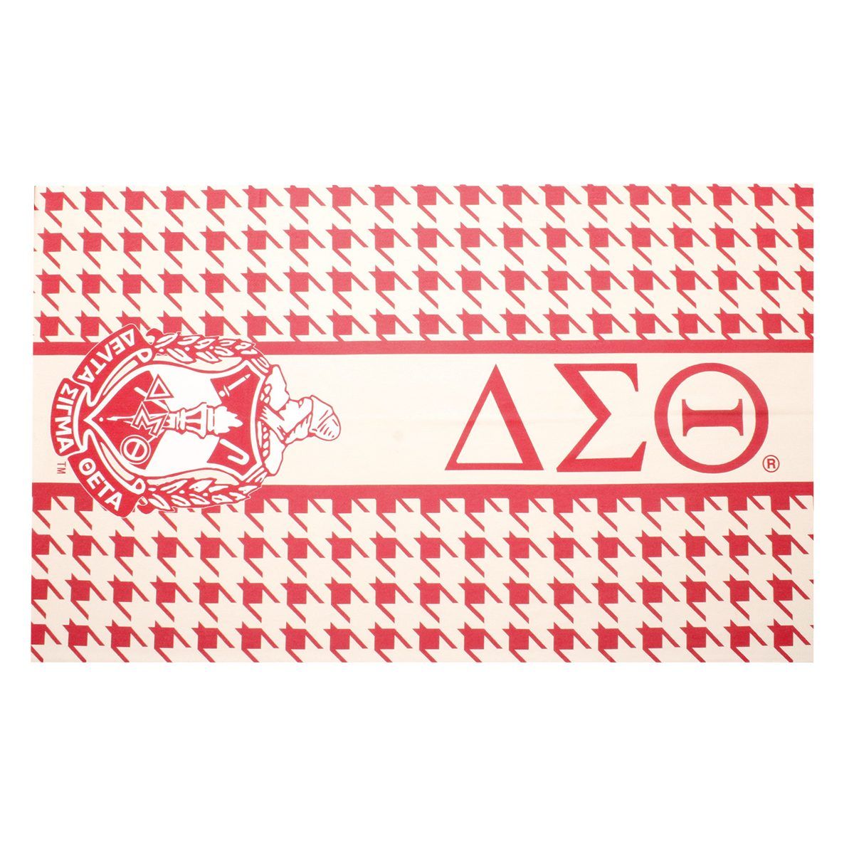 DST Red and Bright Cream Houndstooth Shawl Scarf