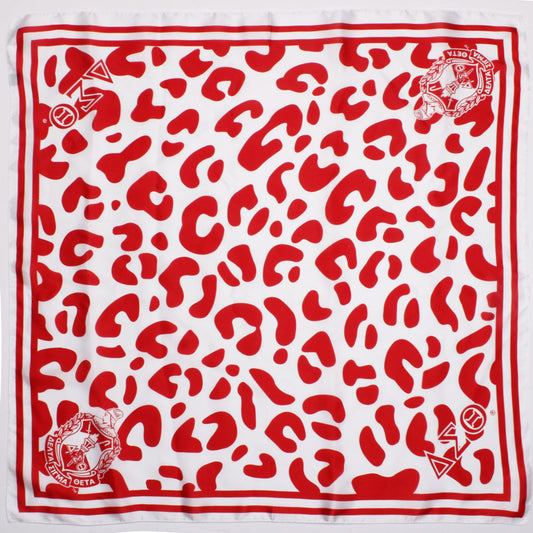 DST Red and White Leopard Square Sorority Scarf
