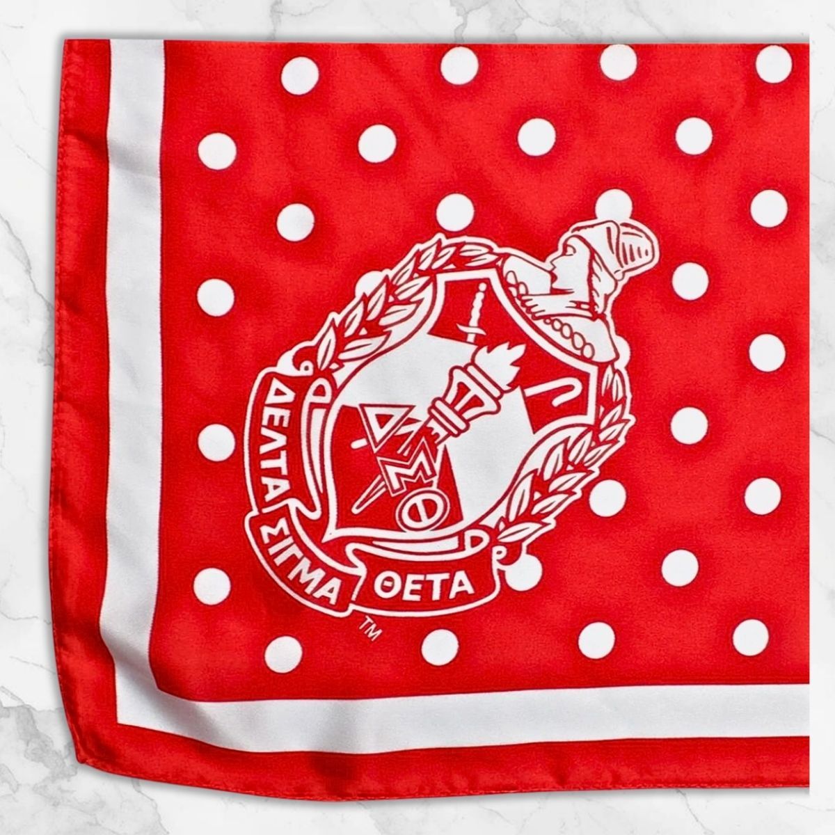 DST Red and White Polka Dot Square Sorority Scarf