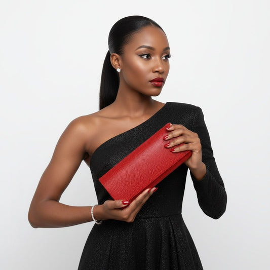 Clutch XLong Red Rhinestone Flap Evening Bag