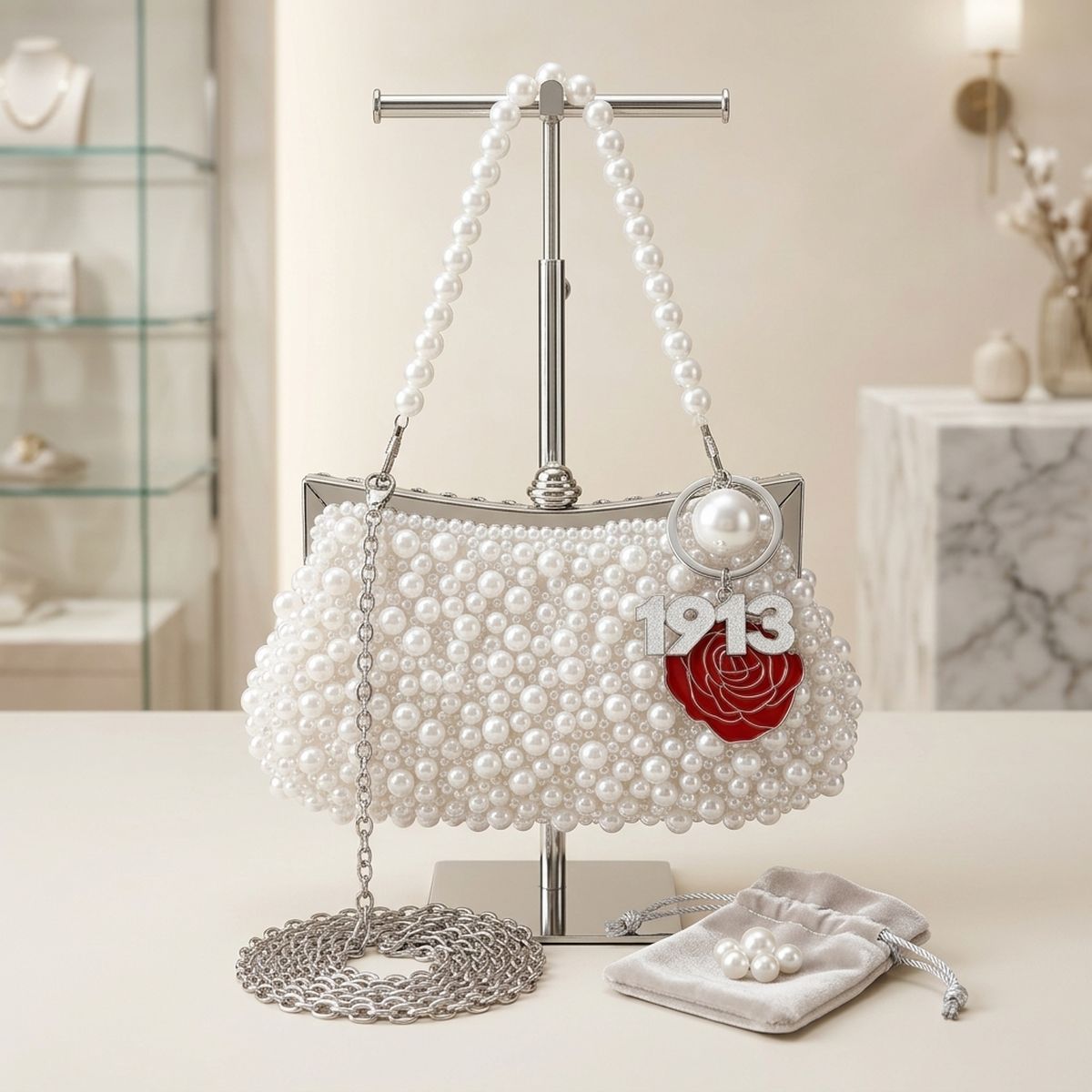 Hand Sewn DST Pearl 1913 Flower Clutch – Okella