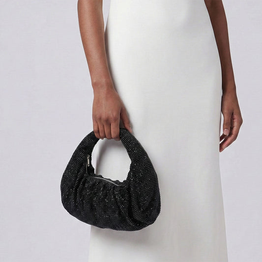 Clutch Premium Black Rhinestone Mesh Hobo Bag