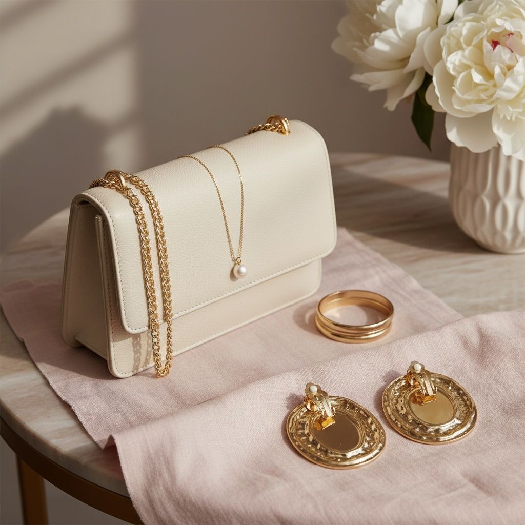 Clip On Organic Gold Oval Cream Pearl Earrings