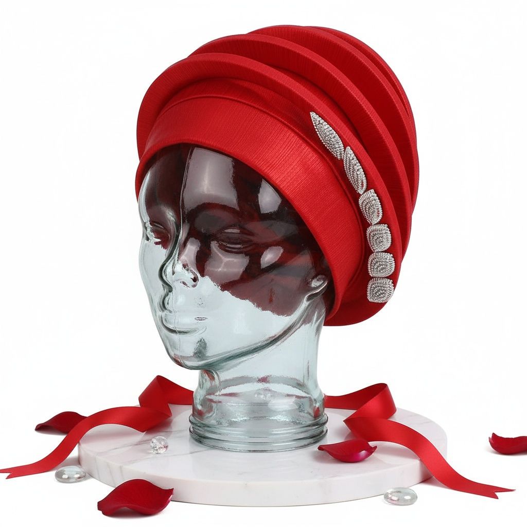 Fascinator Formal Red Dazzling Structured Turban