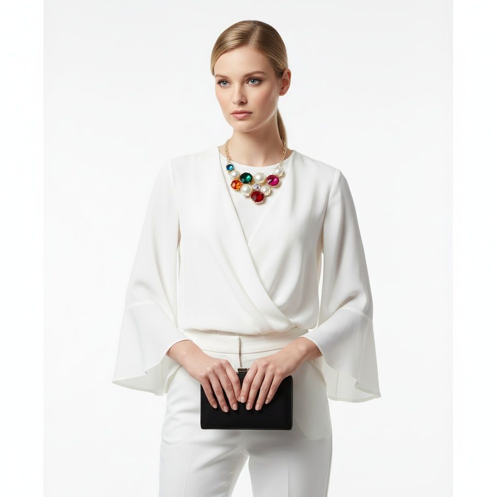 Bib Chunky Multi Crystal Pearl Evening Necklace