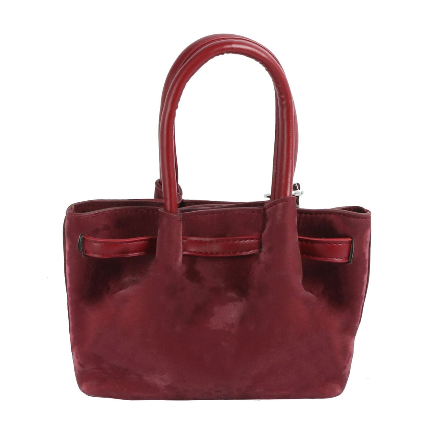 Top Handle Bag Burgundy Suede Dog Charm Purse