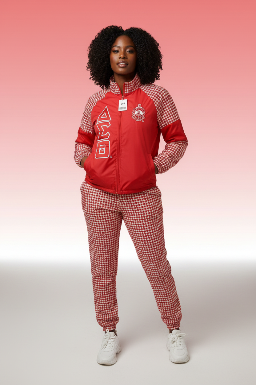 DST Delta Red Houndstooth Windbreaker Jacket (4XL)