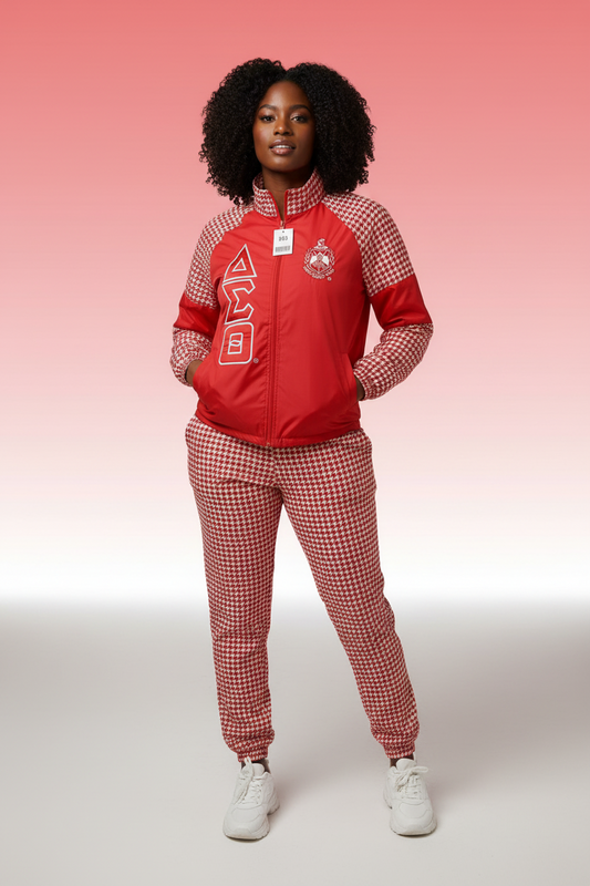 DST Delta Red Houndstooth Windbreaker Jacket (4XL)