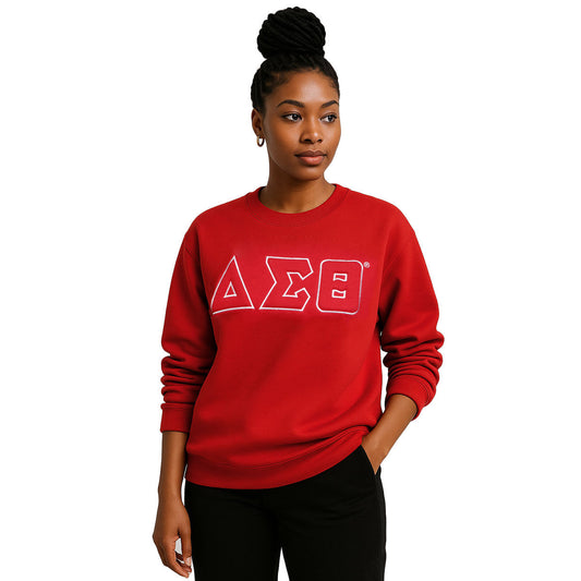 DST Greek Gear M Red Embroidered Crew Sweatshirt