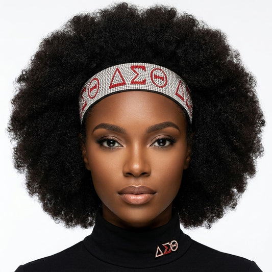 DST Clear Red Rhinestone Black Stretch Headband