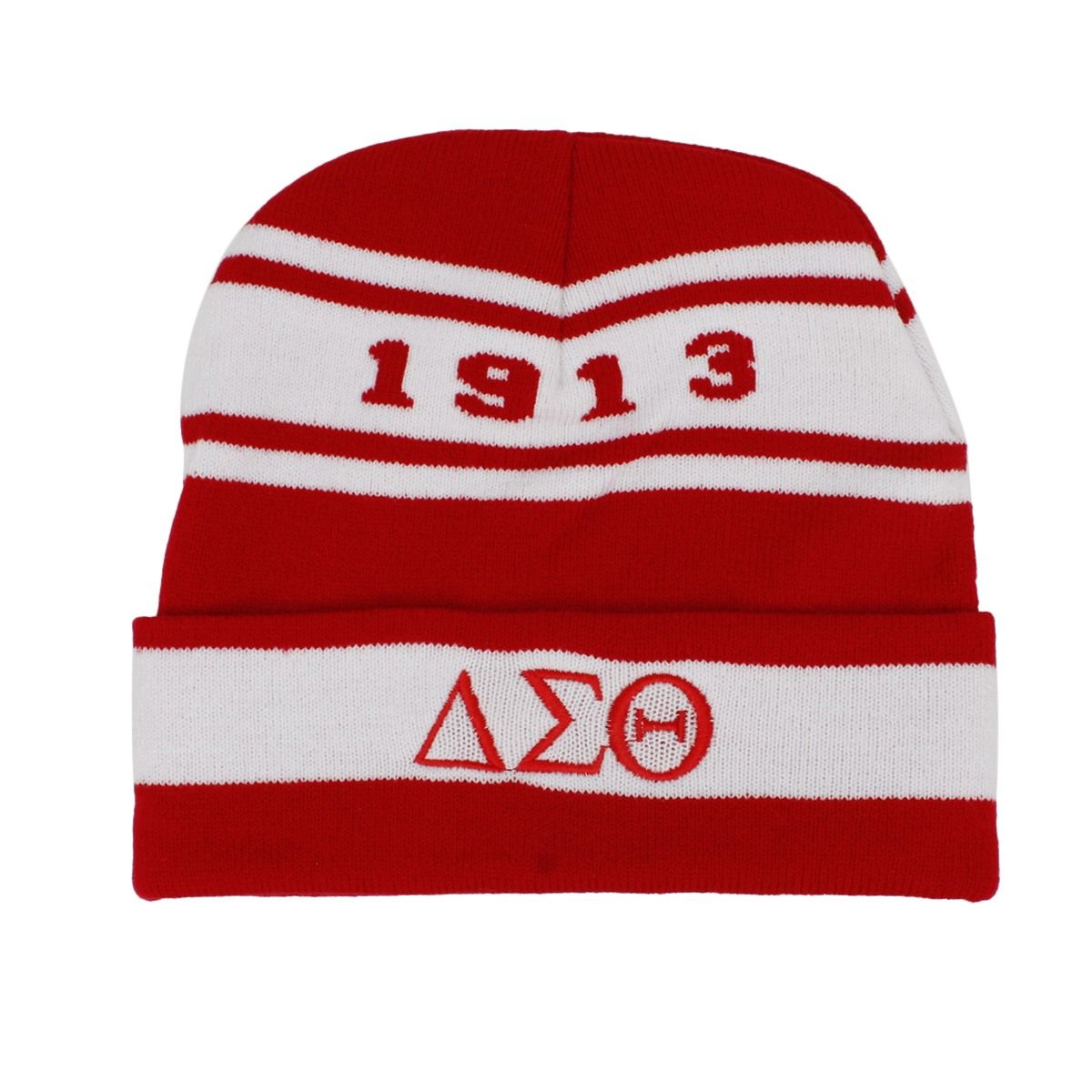 DST Sorority Red White Stripe 1913 Beanie Hat
