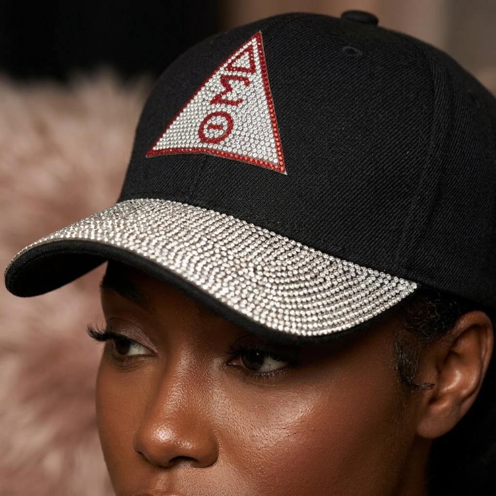 DST Black Canvas Delta Rhinestone Baseball Cap