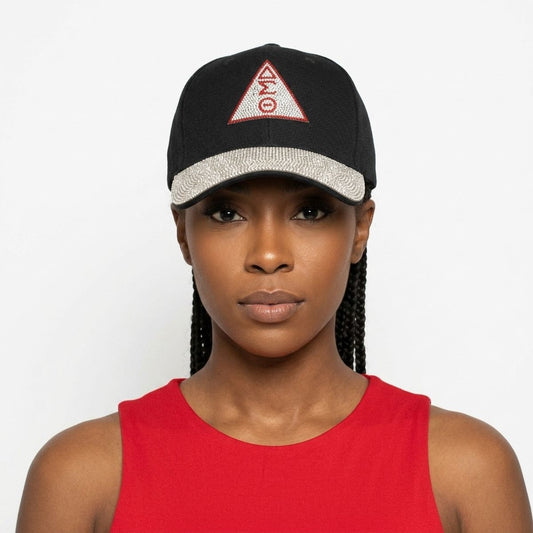 DST Black Canvas Delta Rhinestone Baseball Cap