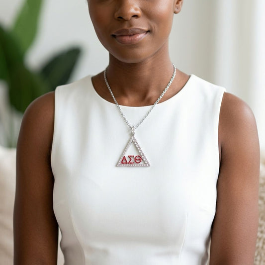DST Delta Pyramid Greek Bling Pendant Necklace