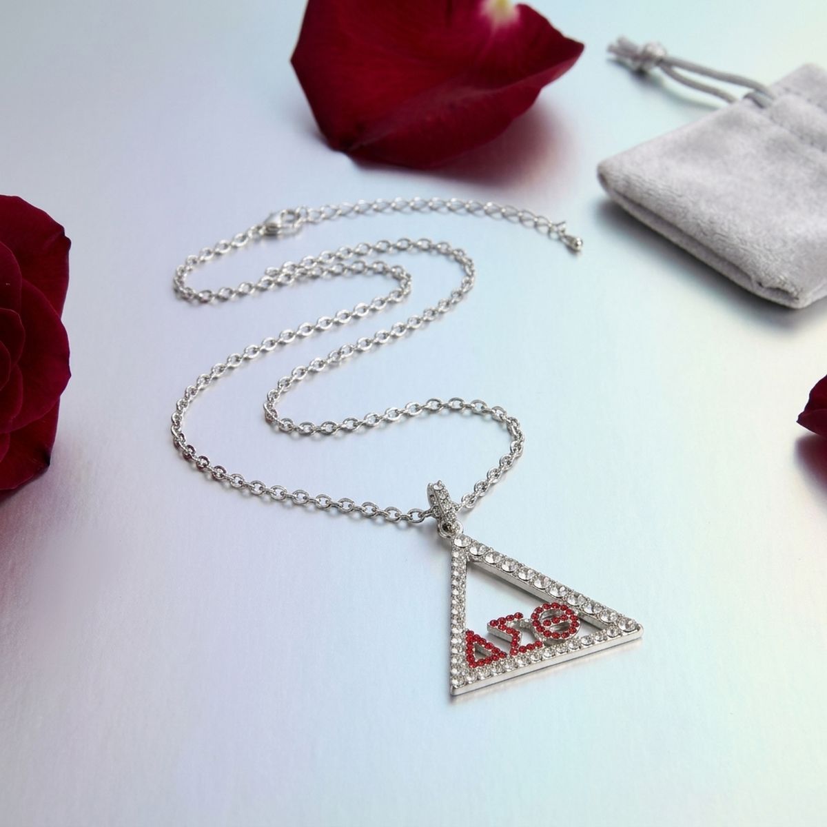 DST Delta Pyramid Greek Bling Pendant Necklace