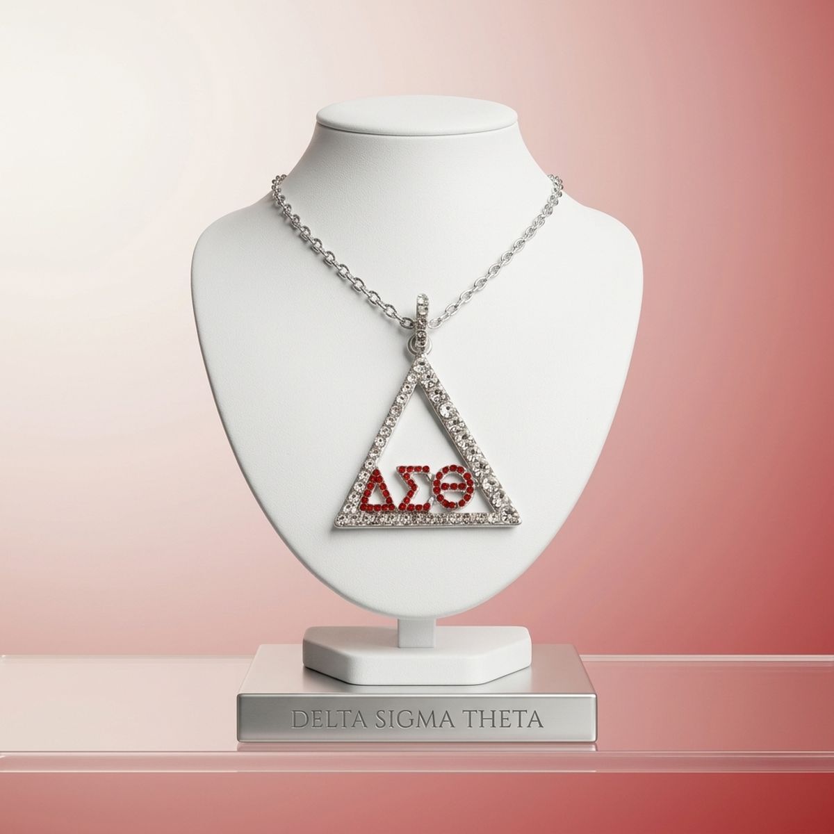 DST Delta Pyramid Greek Bling Pendant Necklace