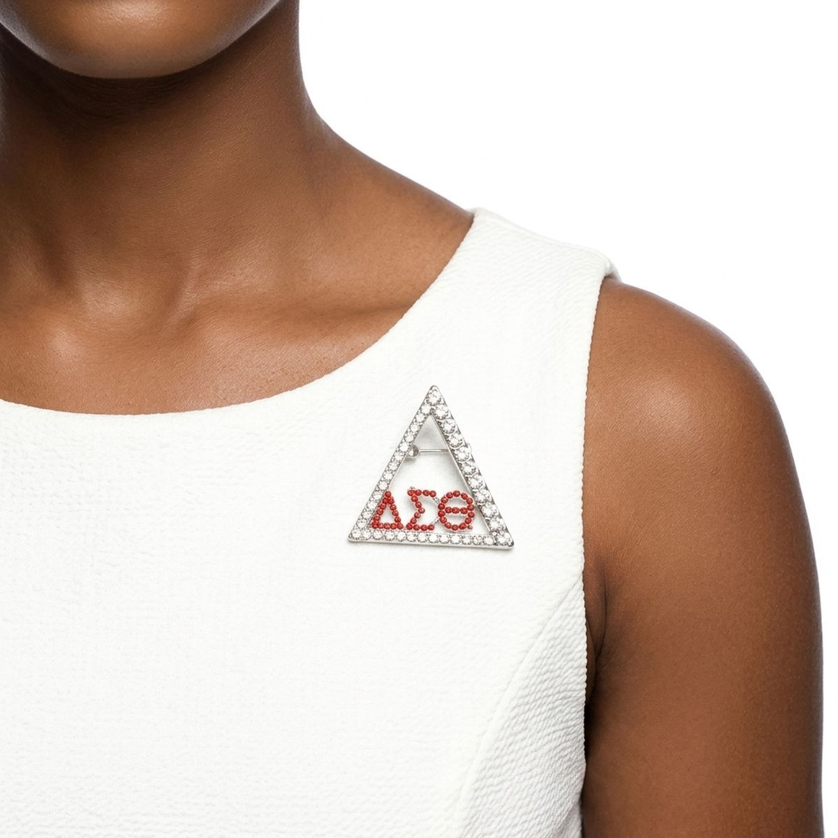 DST Delta Pyramid Greek Rhinestone Brooch Lapel Pin