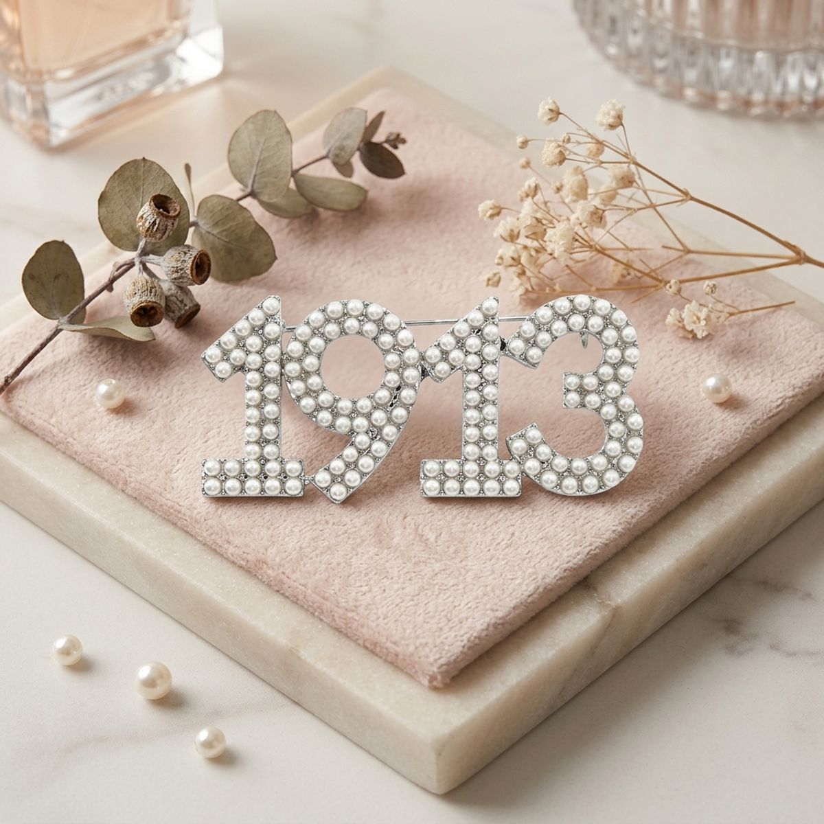 Delta Sigma Theta 1913 White Pearl Brooch Pin