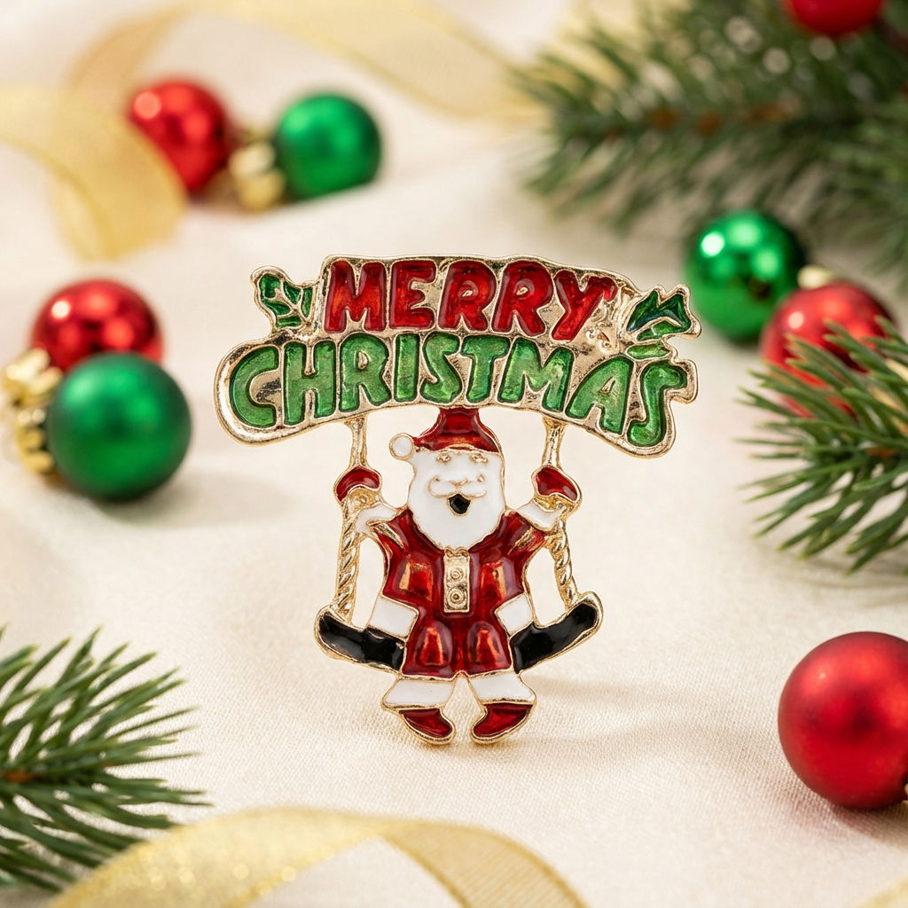 Christmas Santa Swing Brooch