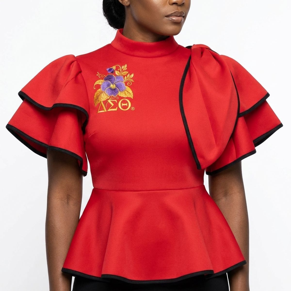 DST Red Large Violet Peplum Top