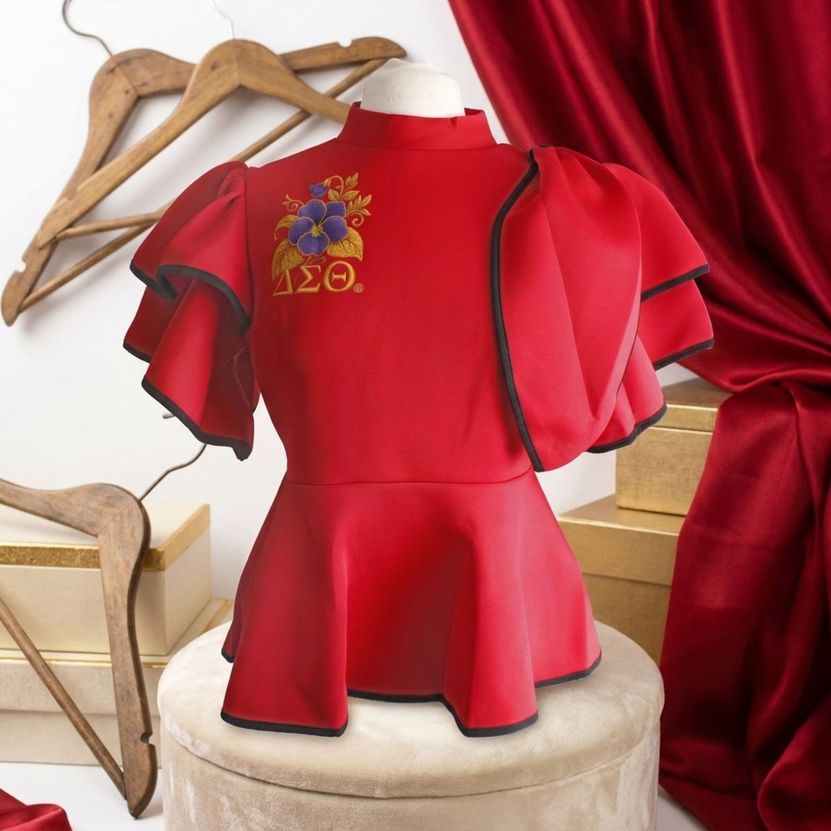 DST Red X-Large Violet Peplum Top